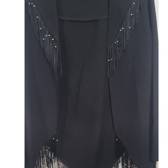 Oh My Love Kimono Black Fringe Size Small Cowgirl Western Boho Rock Goth Kimono - Picture 3 of 11